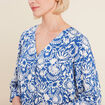 Blouse manches 3/4 bleu femme
