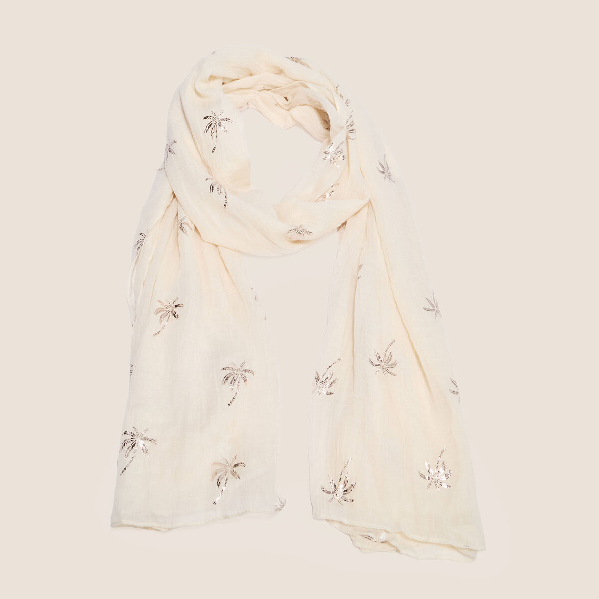 Foulard effet froiss&eacute; ivoire femme