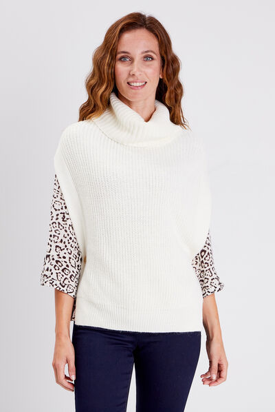 Pull manches courtes ecru femme
