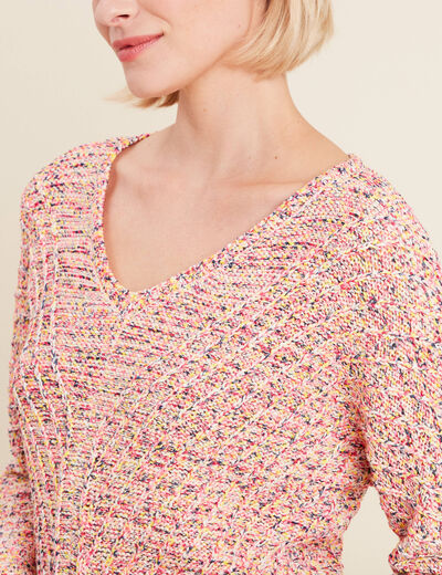 Pull manches longues rose fushia femme