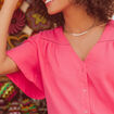 Blouse manches courtes rose fushia femme