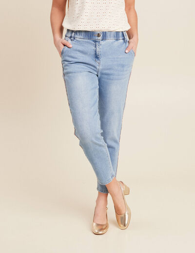 Jean ajusté 7/8ème denim double stone femme