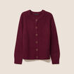 Gilet droit mi-long col rond bordeaux femme