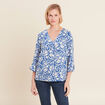 Blouse manches 3/4 bleu femme