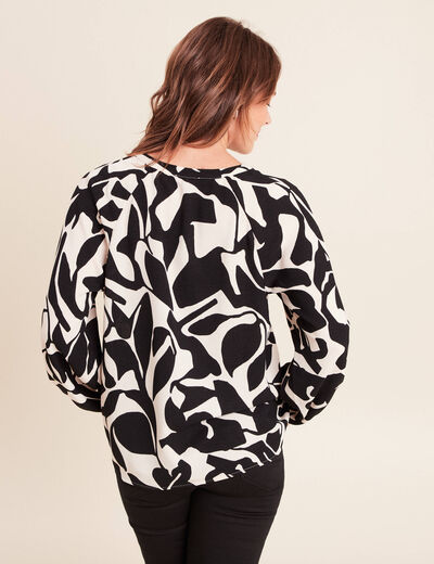 Blouse col v manches longues blanc femme