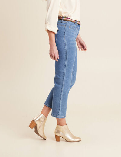 Jean large ceinturé denim double stone femme