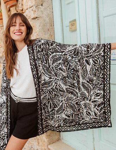 Kimono imprimé noir femme