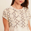 T-shirt col rond manches courtes beige femme