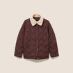 Doudoune courte doubl&eacute;e col amovible marron fonc&eacute; femme