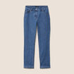 Jean coupe droite 7/8&egrave;me taille bascul&eacute;e bleu femme