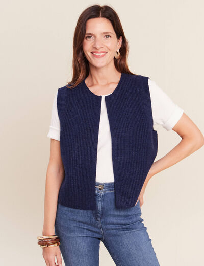 Gilet sans manches bleu marine femme