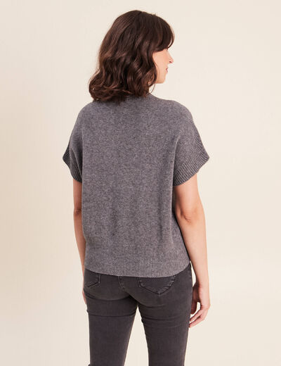 Pull col montant gris clair femme