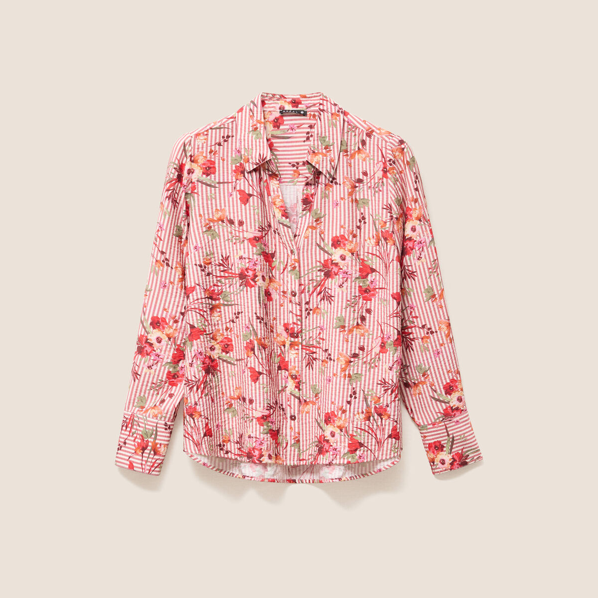 Chemise droite manches longues rouge femme
