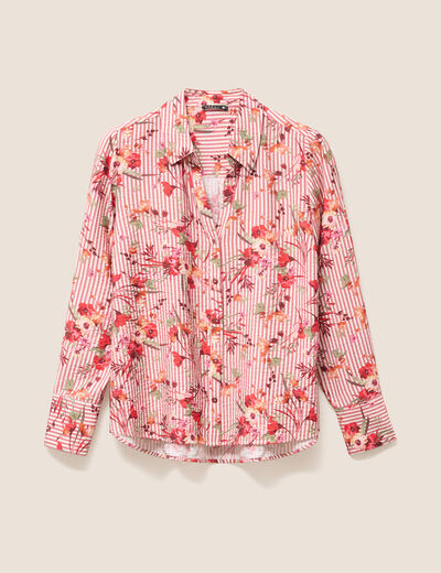Chemise droite manches longues rouge femme