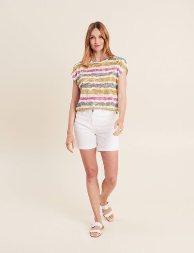 T-shirt manches courtes beige femme
