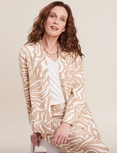 Veste droite manches longues beige femme