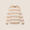 Pull col v beige femme