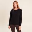 T-shirt ajust&eacute; col rond manches longues noir femme