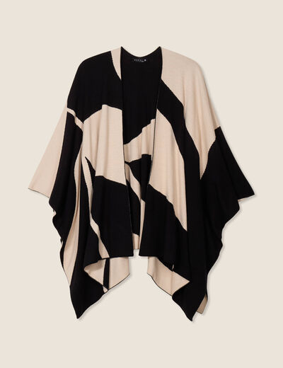 Poncho réversible ecru femme