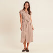 Robe droite fluide col chemise blanc femme