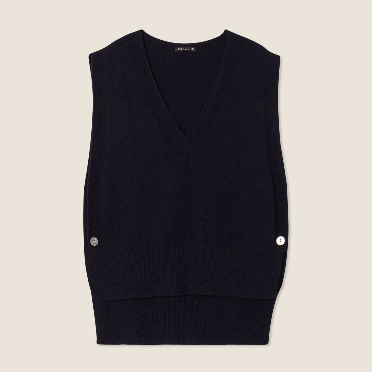 Pull sans manches bleu foncé femme