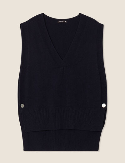 Pull sans manches bleu foncé femme