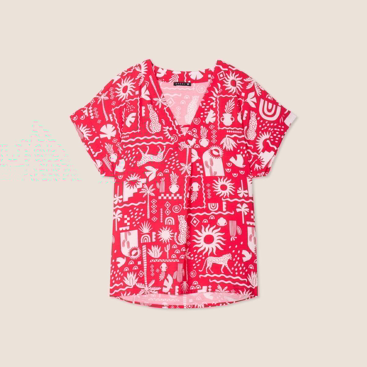 Blouse manches courtes rouge femme