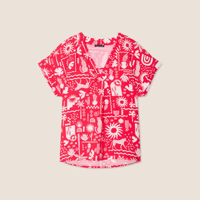 Blouse manches courtes rouge femme