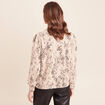 T-shirt court col rond manches longues beige femme