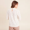 T-shirt cintr&eacute; col montant dentelle ecru femme