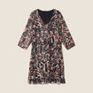 Robe évasée plissée orange femme