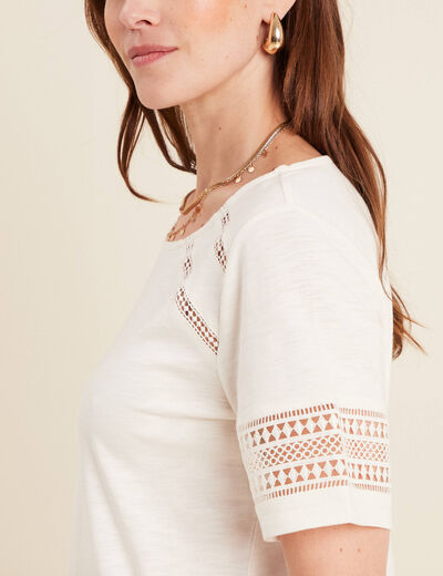 T-shirt manches courtes ecru femme