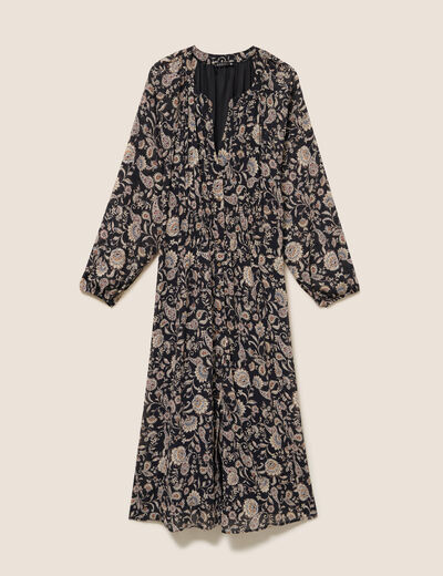 Robe &eacute;vas&eacute;e 3/4 voile col tunisien noir femme