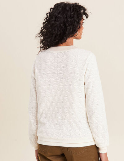 Gilet réversible ajouré ecru femme