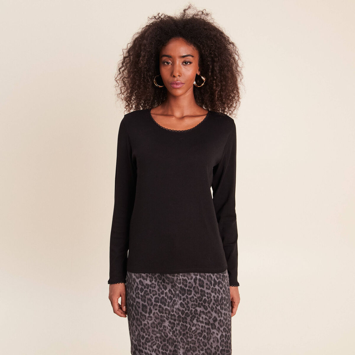 T-shirt manches longues noir femme