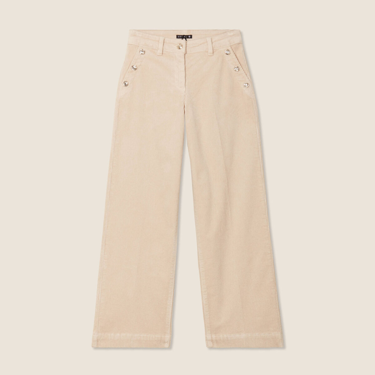 Pantalon large velours côtelé sable femme