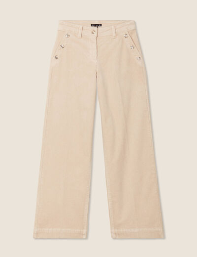 Pantalon large velours côtelé sable femme
