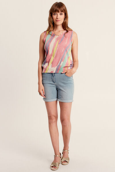 Pull sans manches multicolore femme