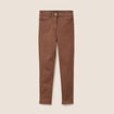 Pantalon coupe ajust&eacute;e taille haute marron femme