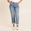 Jean coupe mom 7/8&egrave;me denim double stone femme