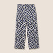 Pantalon large taille haute bleu femme