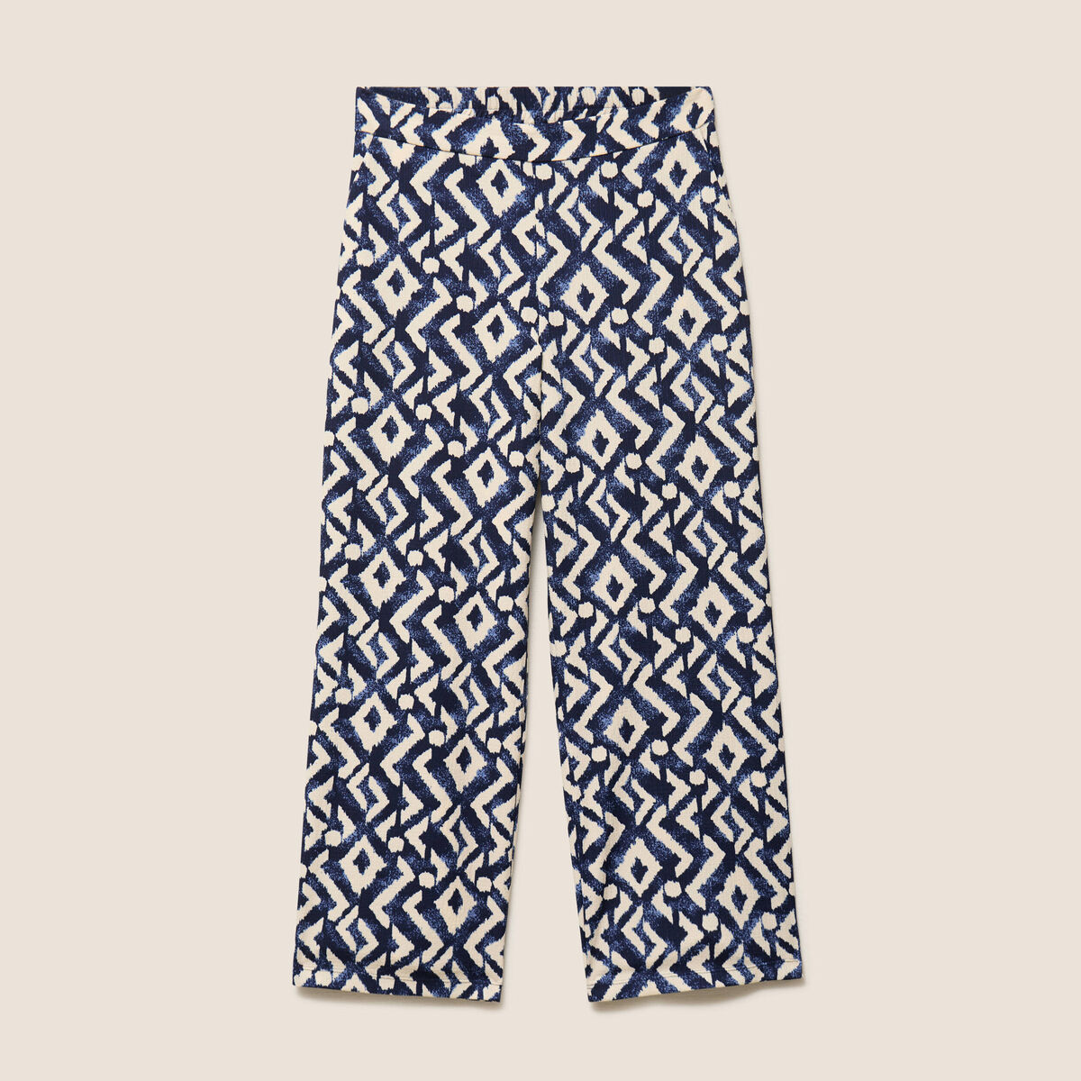 Pantalon large taille haute bleu femme