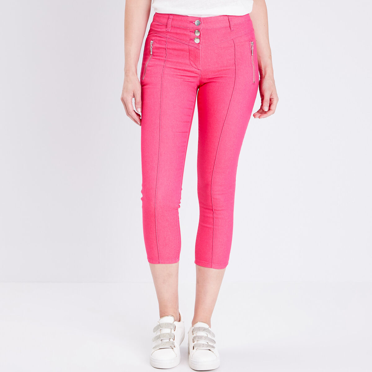Pantacourt taille standard rose framboise femme