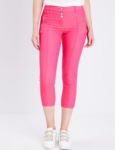Pantacourt taille standard rose framboise femme