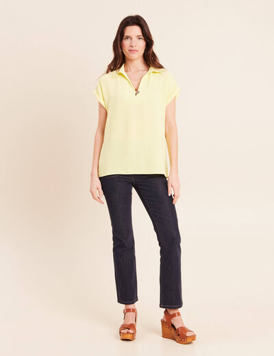 Blouse manches courtes jaune pastel femme