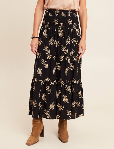 Jupe avec broderie noir femme