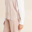 Pull sans manches &agrave; capuche creme femme
