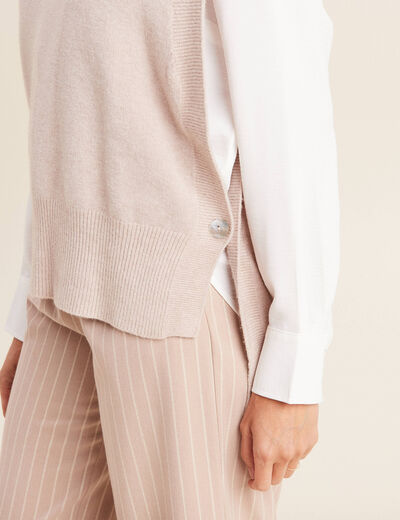 Pull sans manches à capuche creme femme