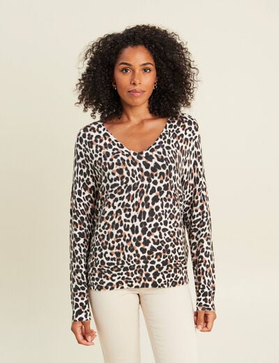 Pull manches longues bleu gris femme