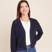 Gilet manches longues brillant bleu marine femme